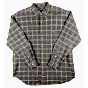 Lauren Ralph Lauren Shirt Mens XL Green Plaid Flannel Long Sleeve Button Down